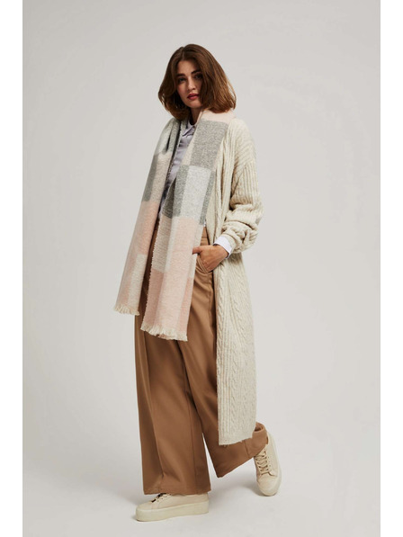 Moodo Pudrovo ružový šál v kostke so strapcami Moodo