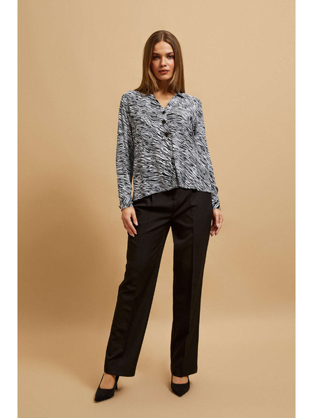 Moodo Košeľa s výstrihom do V čierno biela Moodo