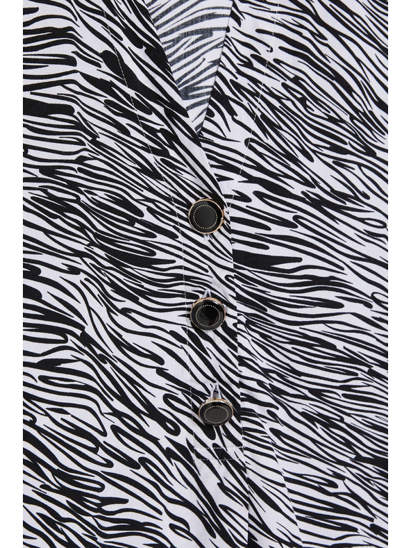 Moodo Košeľa s výstrihom do V čierno biela Moodo