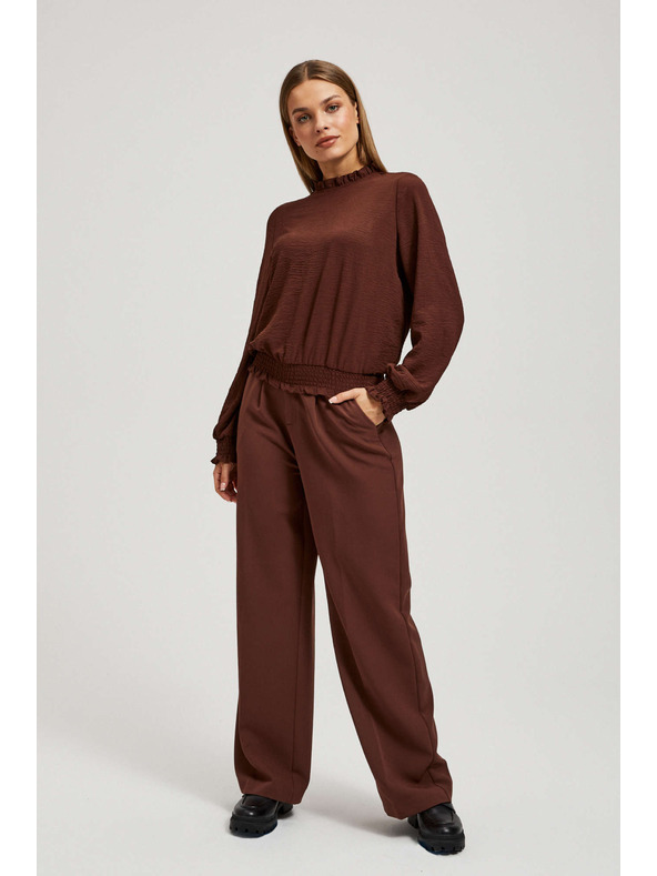 Moodo Hladká košeľa hnedá Moodo