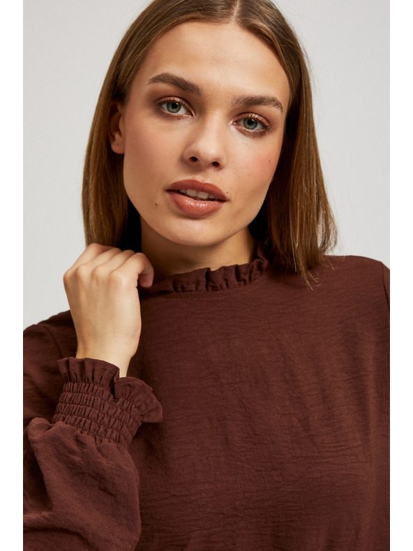 Moodo Hladká košeľa hnedá Moodo