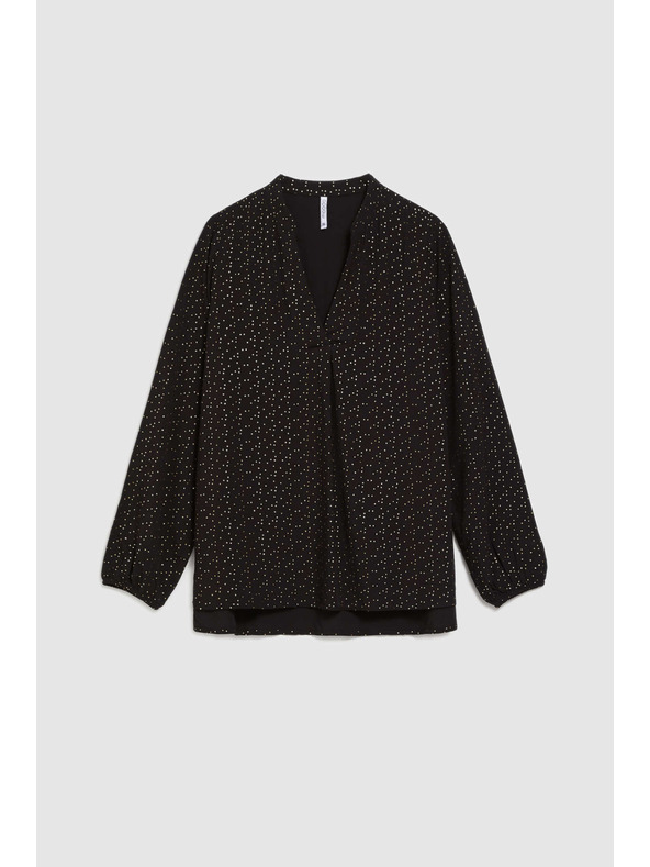 Moodo Čierna košeľa s výstrihom do V Moodo