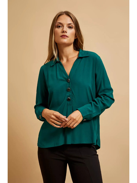 Moodo Košeľa s výstrihom do V smaragdová Moodo