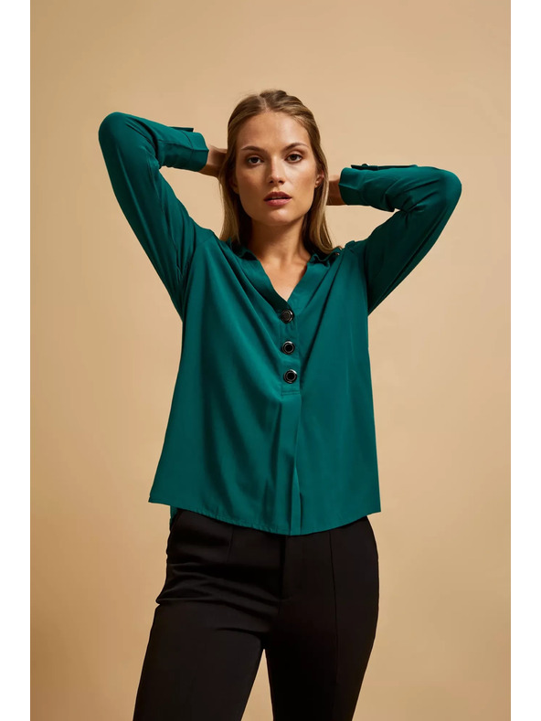 Moodo Košeľa s výstrihom do V smaragdová Moodo