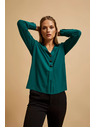 Moodo Košeľa s výstrihom do V smaragdová Moodo