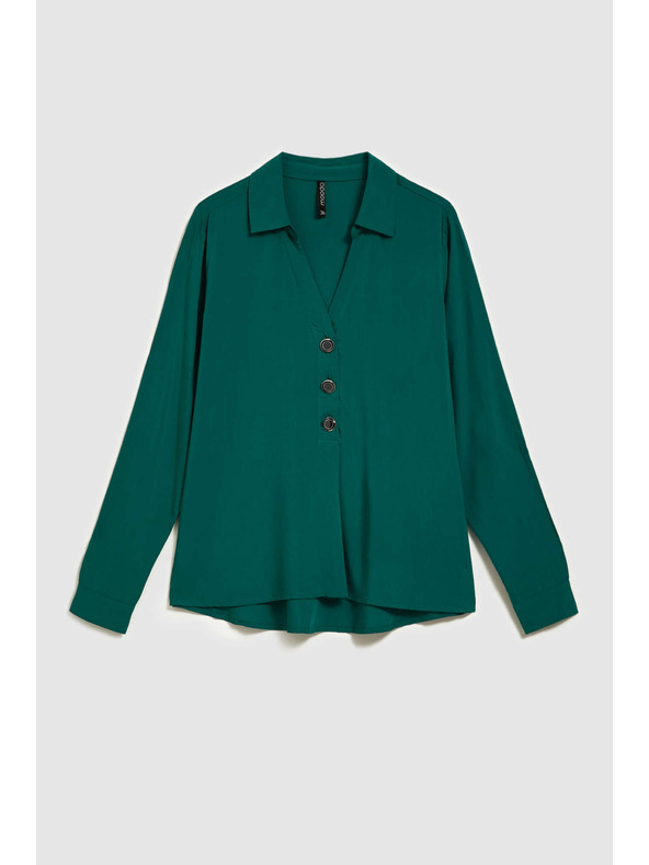 Moodo Košeľa s výstrihom do V smaragdová Moodo