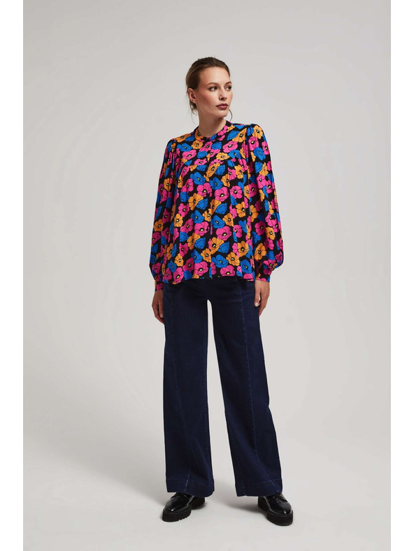 Moodo Čierna kvetinová košeľa Moodo