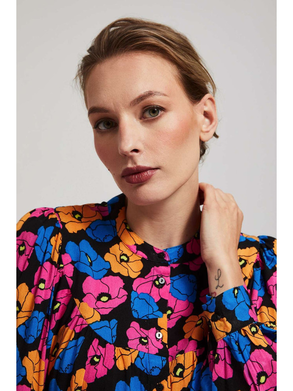 Moodo Čierna kvetinová košeľa Moodo