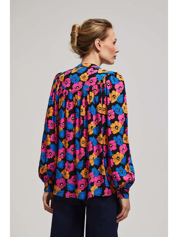 Moodo Čierna kvetinová košeľa Moodo