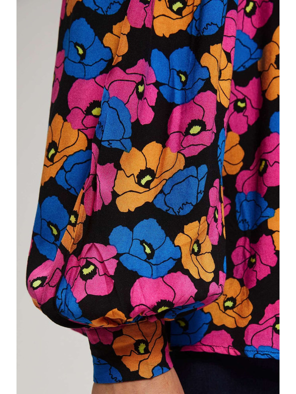 Moodo Čierna kvetinová košeľa Moodo