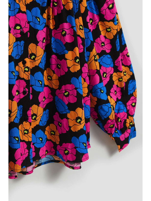 Moodo Čierna kvetinová košeľa Moodo