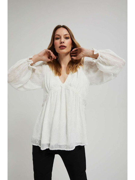 Moodo Biela košeľa s nafúknutými rukávmi Moodo