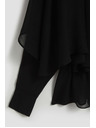 Moodo Košeľa s volánikmi a výstrihom do V čierna Moodo