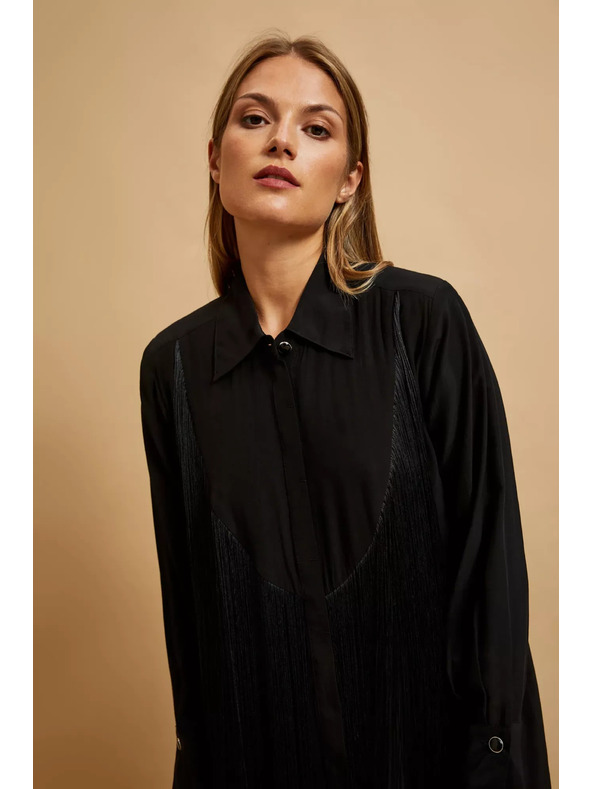 Moodo Oversize košeľa so strapcami Moodo