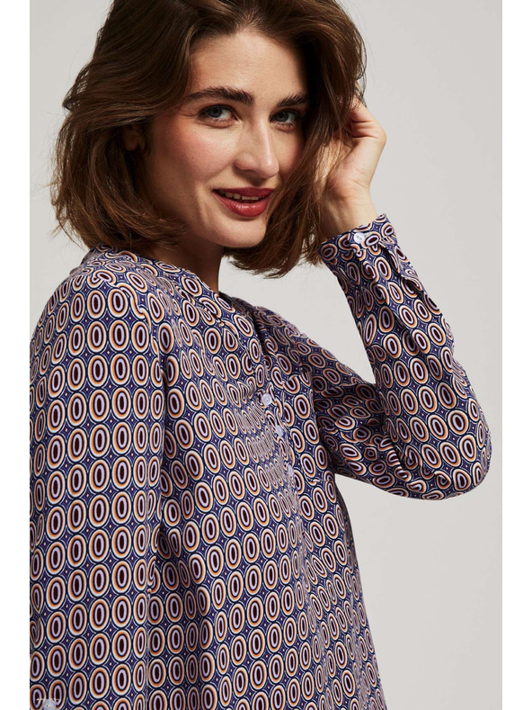 Moodo Vzorovaná košeľa s výstrihom do V svetlomodrá Moodo