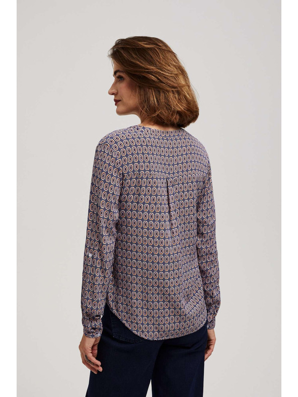 Moodo Vzorovaná košeľa s výstrihom do V svetlomodrá Moodo