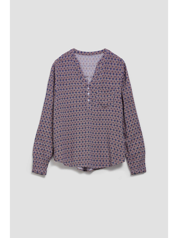 Moodo Vzorovaná košeľa s výstrihom do V svetlomodrá Moodo