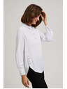 Moodo Biela blúzka s ozdobnými gombíkmi na výstrihu a rukávoch Moodo