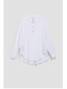 Moodo Biela blúzka s ozdobnými gombíkmi na výstrihu a rukávoch Moodo