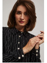 Moodo Čierna blúzka s ozdobnými gombíkmi a jemným vzorom Moodo