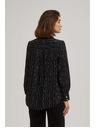 Moodo Čierna blúzka s ozdobnými gombíkmi a jemným vzorom Moodo