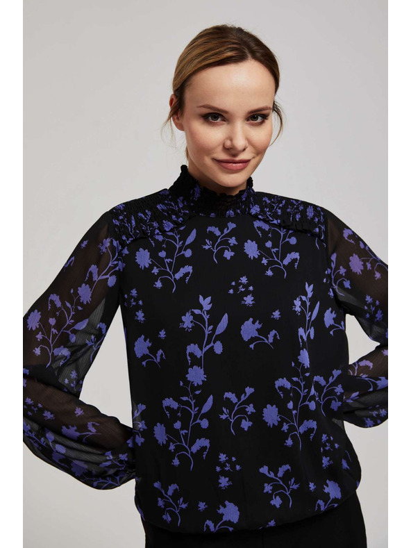 Moodo Čierna košeľa s kvetinovým vzorom Moodo
