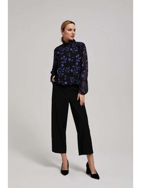 Moodo Čierna košeľa s kvetinovým vzorom Moodo