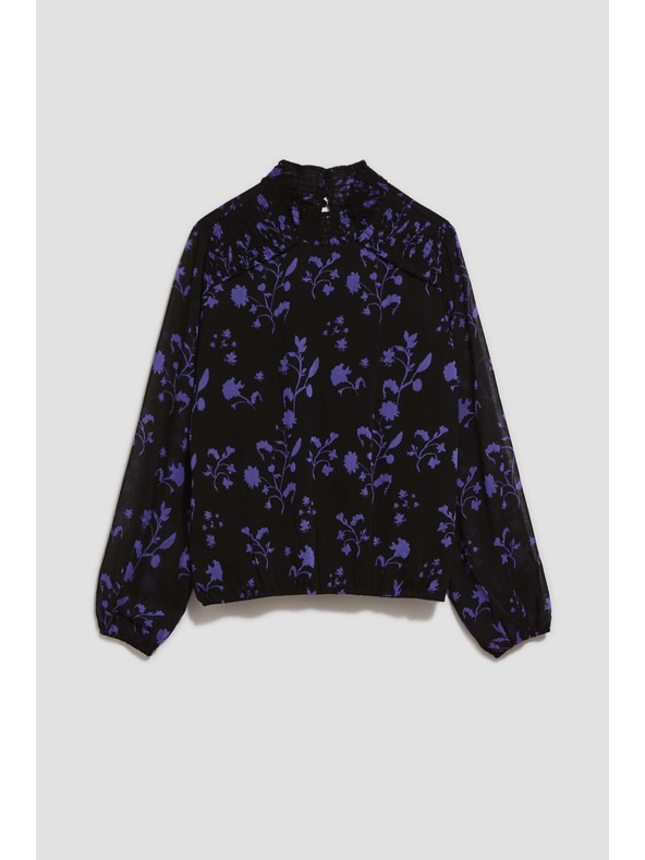Moodo Čierna košeľa s kvetinovým vzorom Moodo