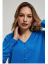 Moodo Košeľa s výstrihom do V a jemnými gombíkmi azúrová Moodo