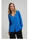 Moodo Košeľa s výstrihom do V a jemnými gombíkmi azúrová Moodo