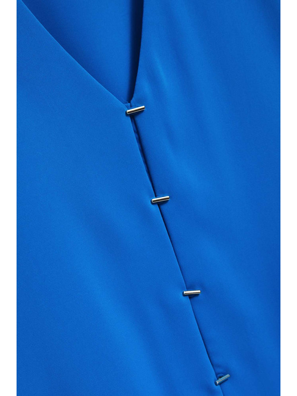 Moodo Košeľa s výstrihom do V a jemnými gombíkmi azúrová Moodo