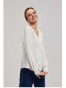 Moodo Košeľa s výstrihom do V a jemnými perlovanými gombíkmi perleťová Moodo