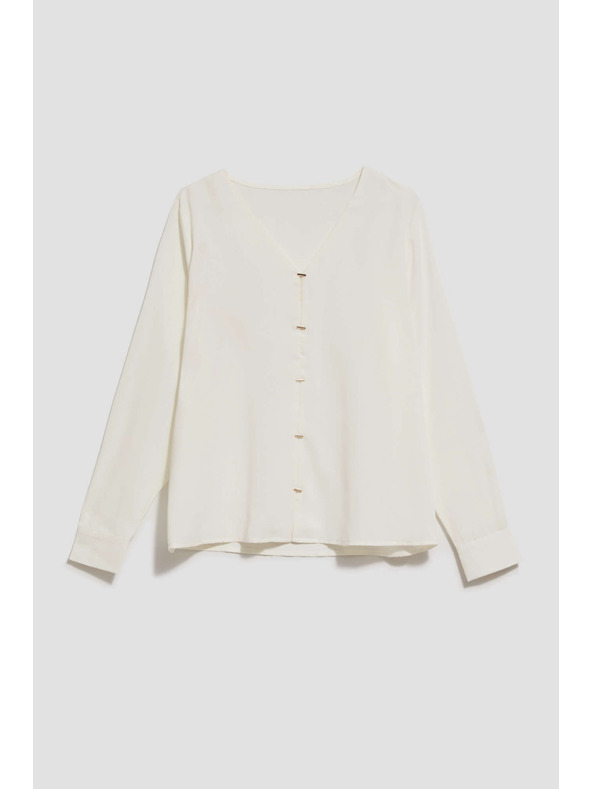 Moodo Košeľa s výstrihom do V a jemnými perlovanými gombíkmi perleťová Moodo