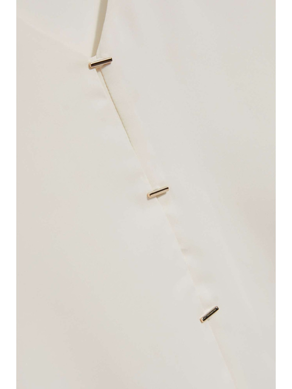 Moodo Košeľa s výstrihom do V a jemnými perlovanými gombíkmi perleťová Moodo