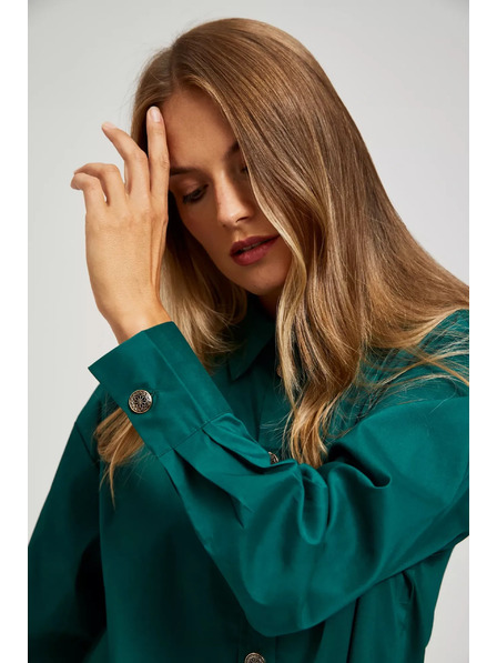 Moodo Smaragdová blúzka s ozdobnými gombíkmi Moodo