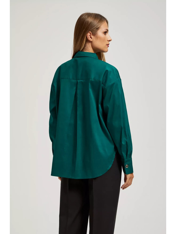 Moodo Smaragdová blúzka s ozdobnými gombíkmi Moodo