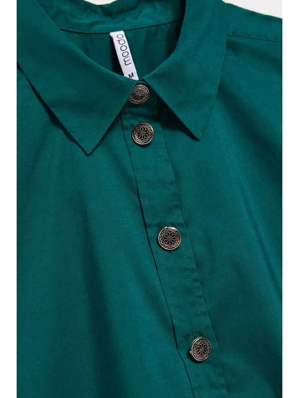 Moodo Smaragdová blúzka s ozdobnými gombíkmi Moodo