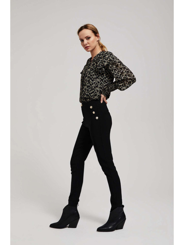 Moodo Vzorovaná košeľa s viazaním na výstrihu čierna Moodo