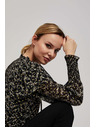 Moodo Vzorovaná košeľa s viazaním na výstrihu čierna Moodo