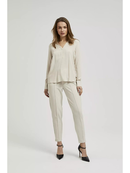 Moodo Hladká košeľa s dlhým rukávom béžová Moodo