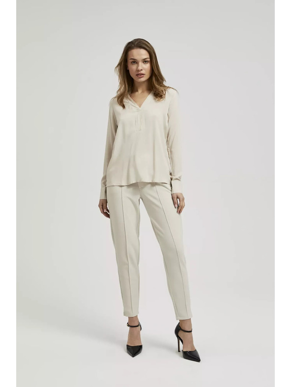 Moodo Hladká košeľa s dlhým rukávom béžová Moodo