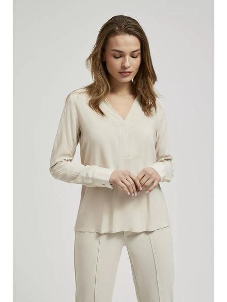 Moodo Hladká košeľa s dlhým rukávom béžová Moodo