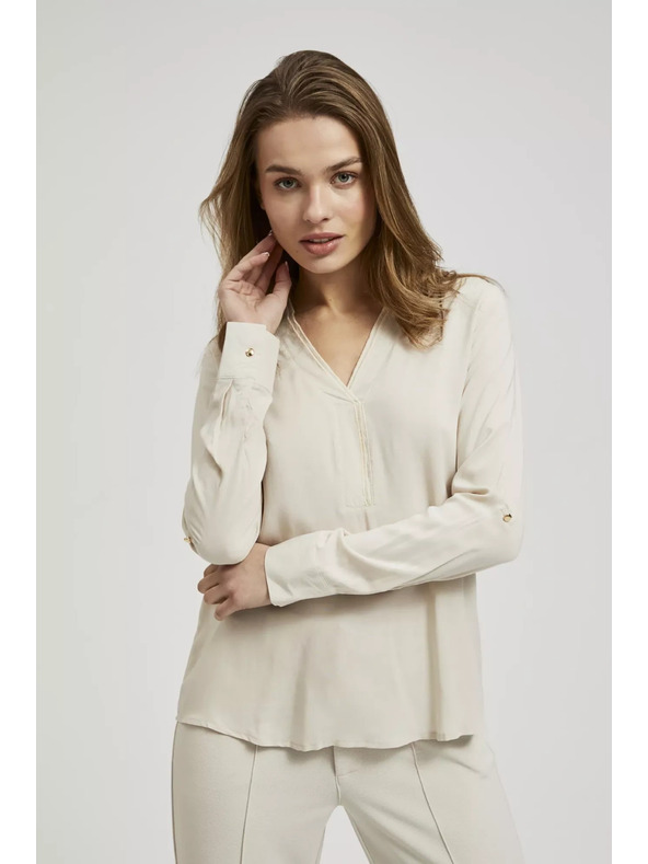 Moodo Hladká košeľa s dlhým rukávom béžová Moodo