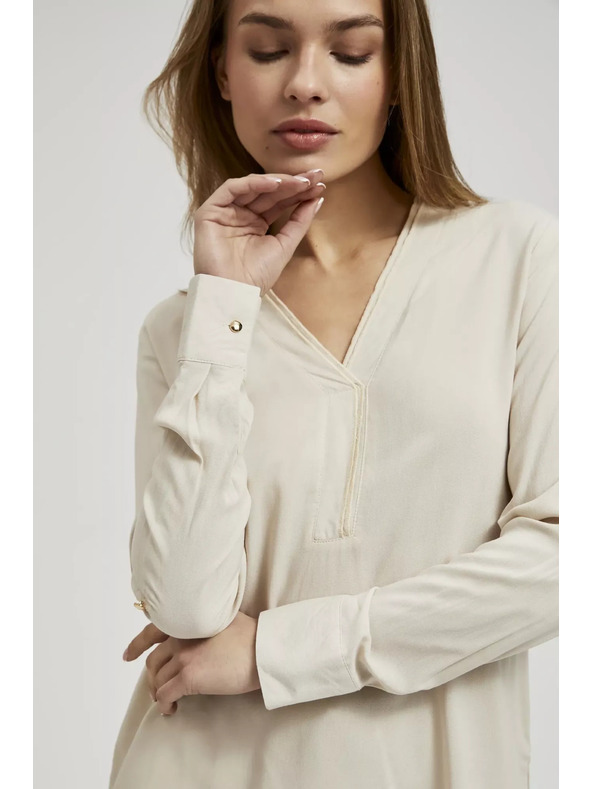 Moodo Hladká košeľa s dlhým rukávom béžová Moodo