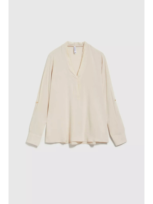 Moodo Hladká košeľa s dlhým rukávom béžová Moodo