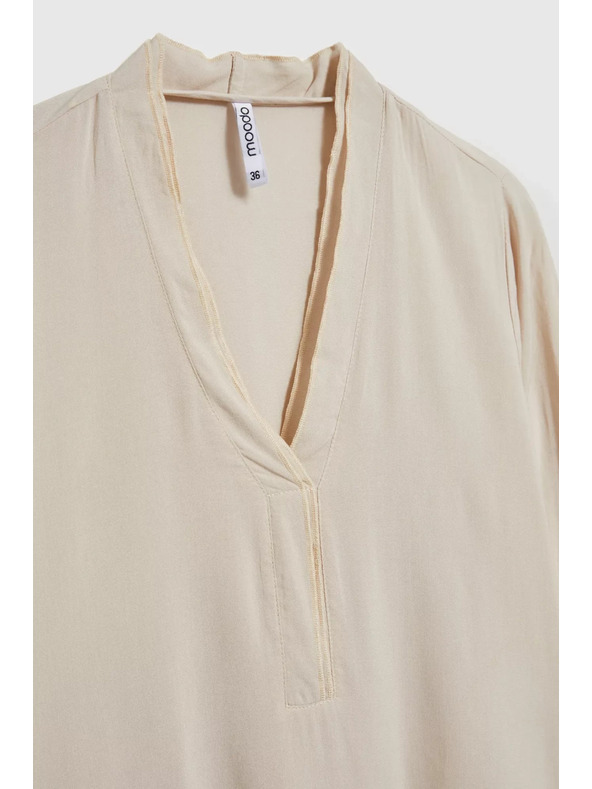 Moodo Hladká košeľa s dlhým rukávom béžová Moodo