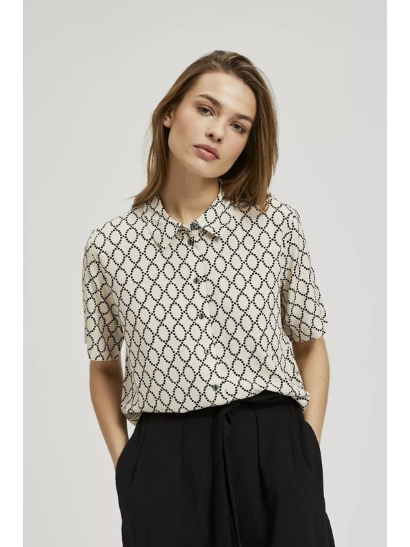 Moodo Béžová košeľa zapínaná na gombíky so vzorom Moodo