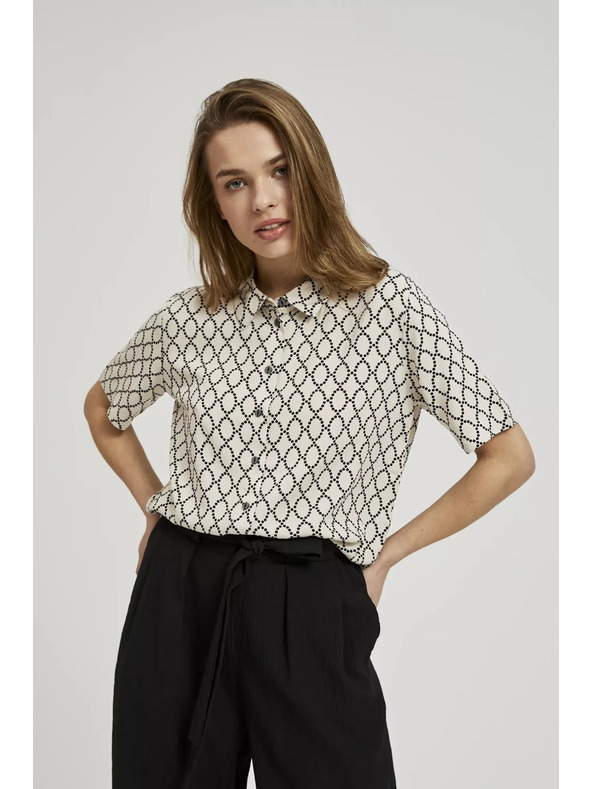 Moodo Béžová košeľa zapínaná na gombíky so vzorom Moodo