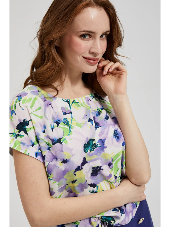 Moodo Vzorovaná košeľa s kvetinovým vzorom fialová Moodo