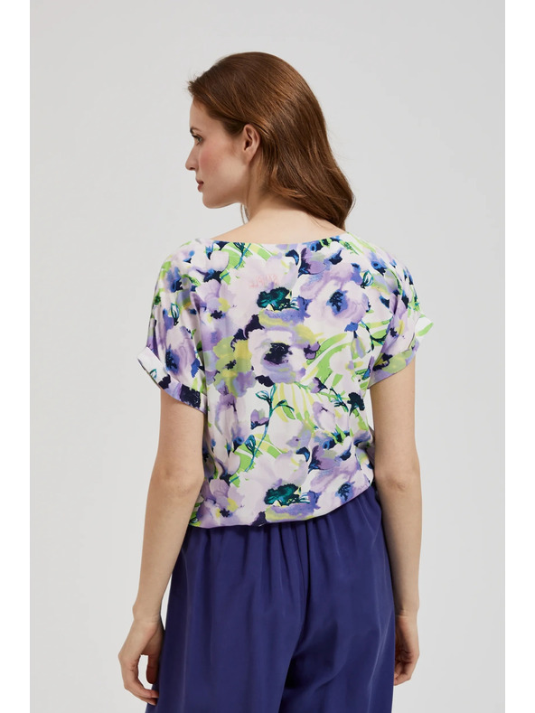 Moodo Vzorovaná košeľa s kvetinovým vzorom fialová Moodo